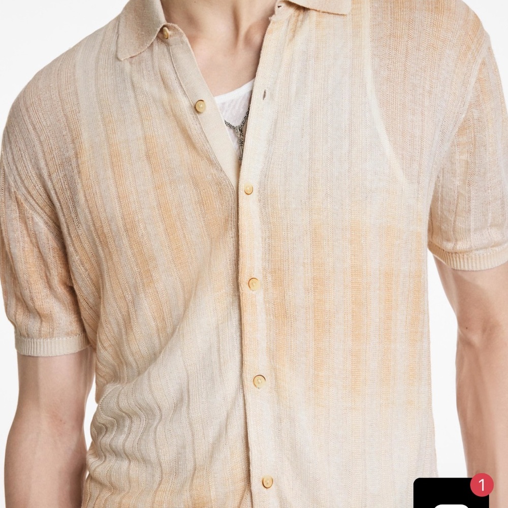 John Varvatos Cream Casual Button Down Shirt - Picture 7 of 11